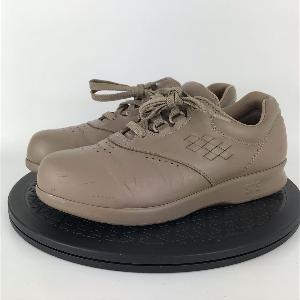 SAS Free Time Tan Leather Comfort Walking Shoes Hook & Loop Women's Size 7 W